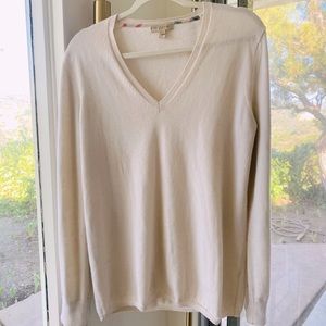 Burberry V-Neck Sweater Off White